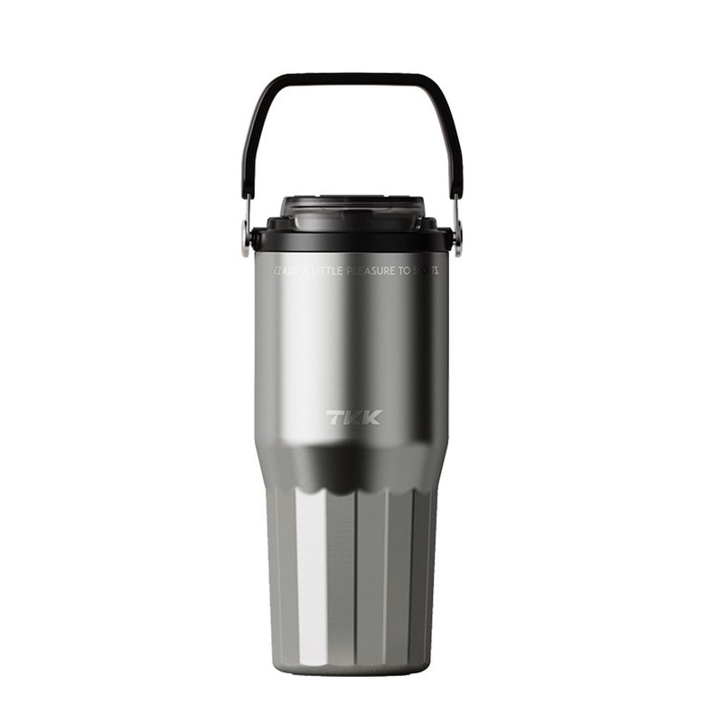 【TKK】悅界時尚拎拎杯 316不鏽鋼x陶瓷噴塗 冰霸杯 700ML-冰川銀 - 保溫瓶/保溫杯 - 不鏽鋼 銀色