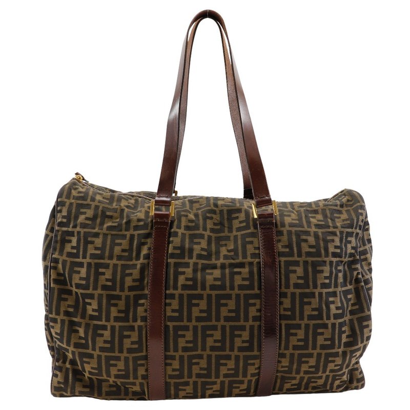 【日本直送】フェンディ FENDI ズッカ ボストンバッグ ナイロンキャンバス 茶 ユニセックス【中古】 - 手提包/手提袋 - 尼龍 咖啡色