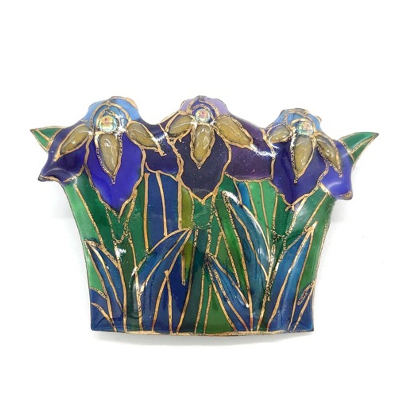 Large iris cloisonné brooch - เข็มกลัด - โลหะ สีน้ำเงิน