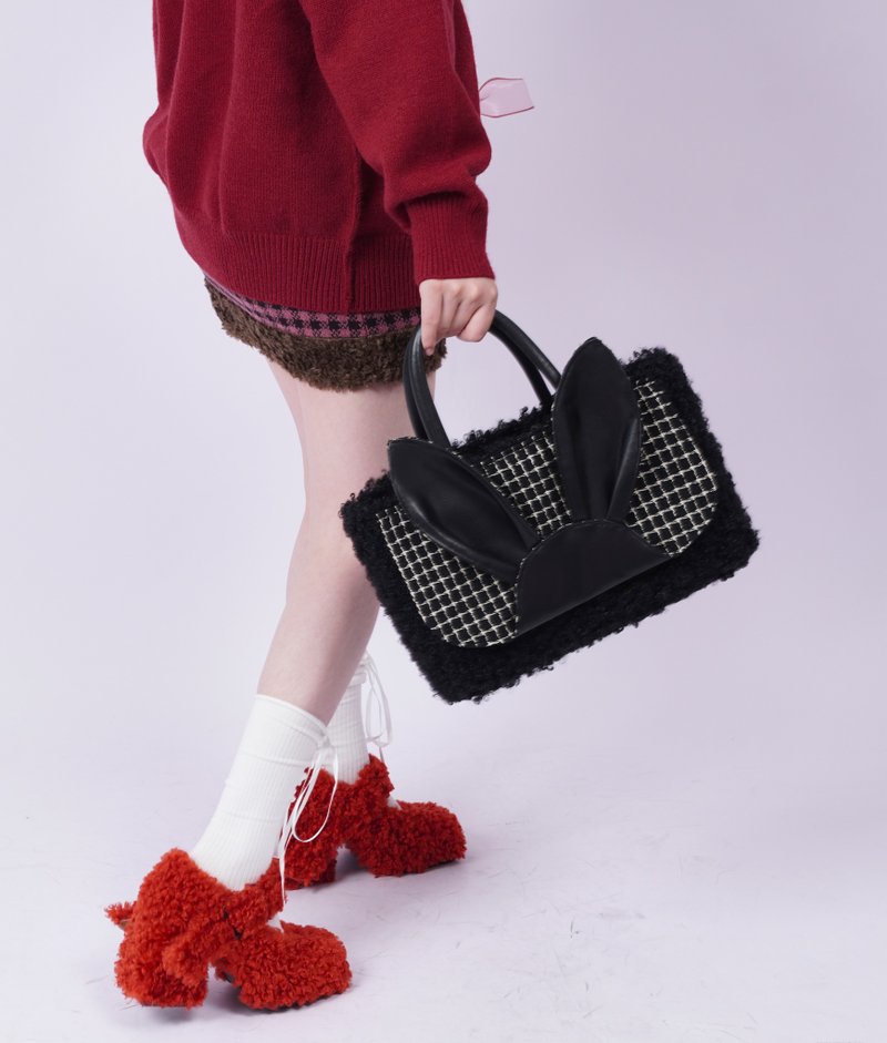 rebirth ワイルド設定 うさぎバッグ チェック柄 ファー 通学通勤 大容量 ショルダーバッグ 斜め掛け トートバッグ - トートバッグ・ハンドバッグ - その他の化学繊維 