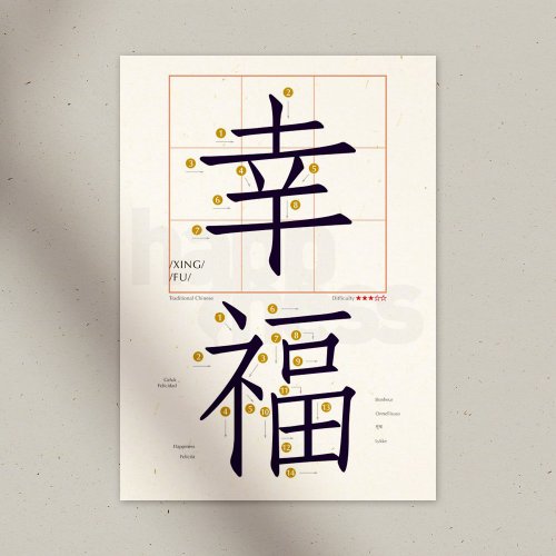 尼森設計 Nisan Design 學中文 明信片 – 幸福 Happiness