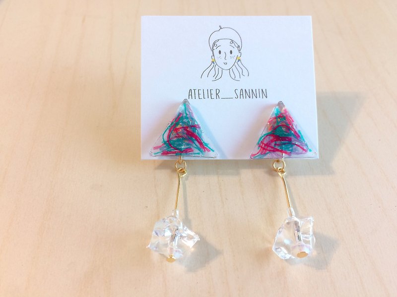 Color Triangle Transparent Sugar Drop Earring Hand Earrings - Earrings & Clip-ons - Other Materials Multicolor