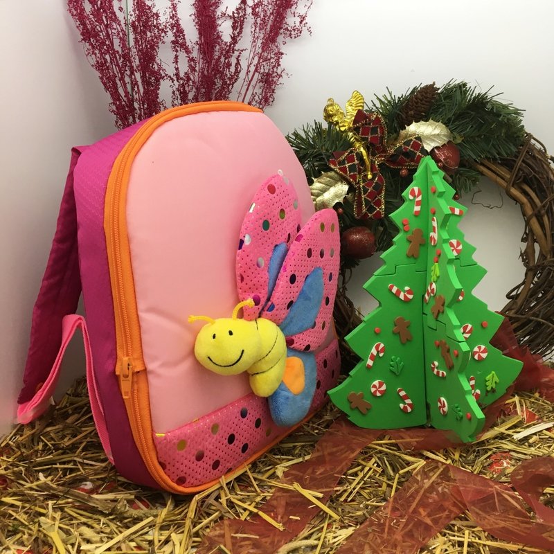 【聖誕新年禮物】3D大彩蝶節能减碳兒童背包 - 後背包/背包/書包 - 聚酯纖維 粉紅色