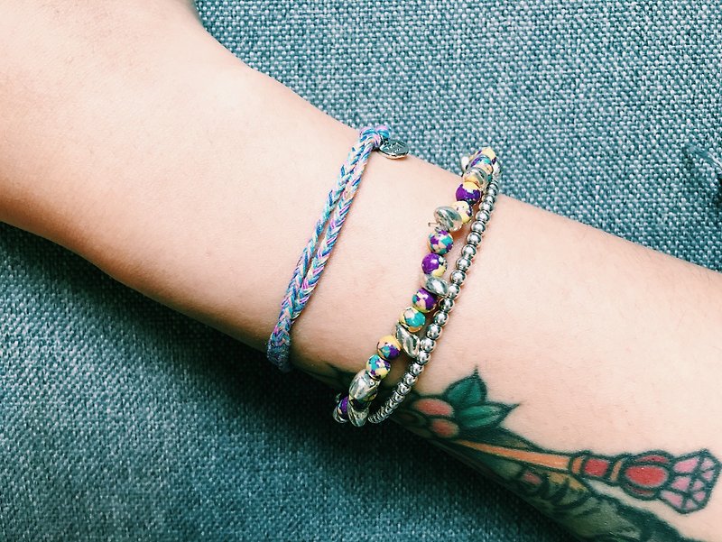 Purple glass beads - Bracelets - Gemstone Purple