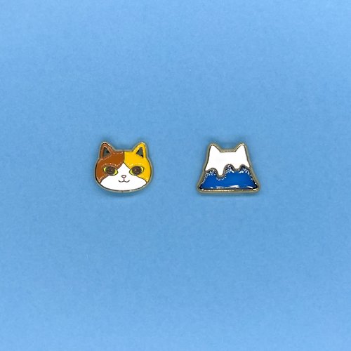 Meow Meow貓貓半透明富士山耳環 - 可轉夾式