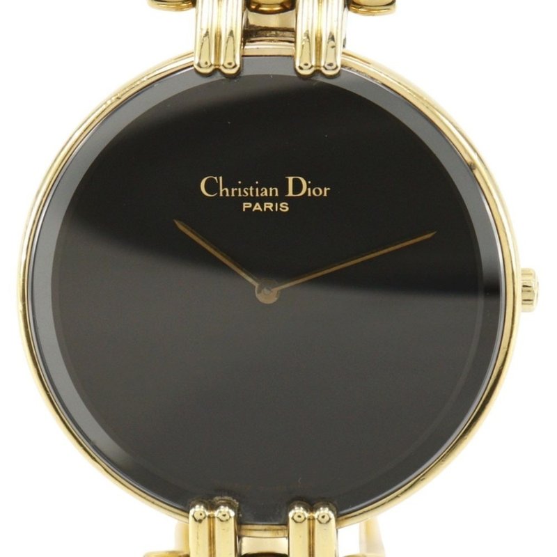 【日本直送】クリスチャンディオール Dior バキラ 腕時計 47 154-2 金メッキ クオーツ アナログ表示 黒文字盤 メンズ【中古】 - 女錶 - 其他金屬 金色
