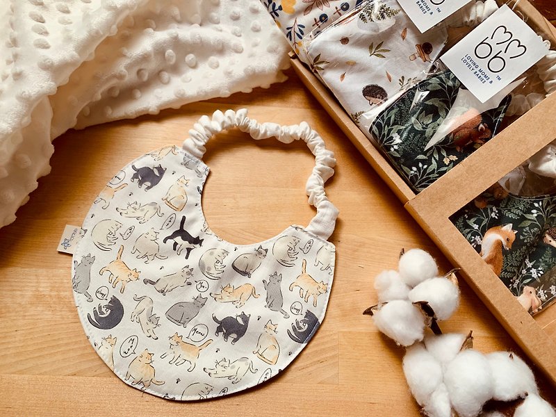 Baby bib cat paradise - ผ้ากันเปื้อน - ผ้าฝ้าย/ผ้าลินิน ขาว
