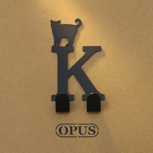 OPUS 東齊金工 【OPUS東齊金工】當貓咪遇上字母K - 掛勾(黑)傢飾掛架/口罩收納