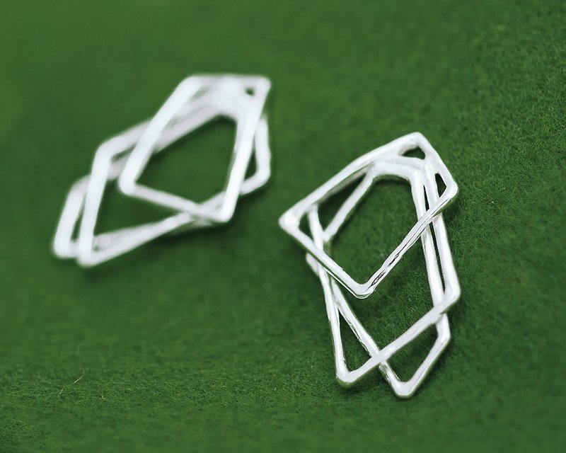 Geometric earrings - clip earrings - Silver earrings - Contemporary earrings - Earrings & Clip-ons - Silver Silver