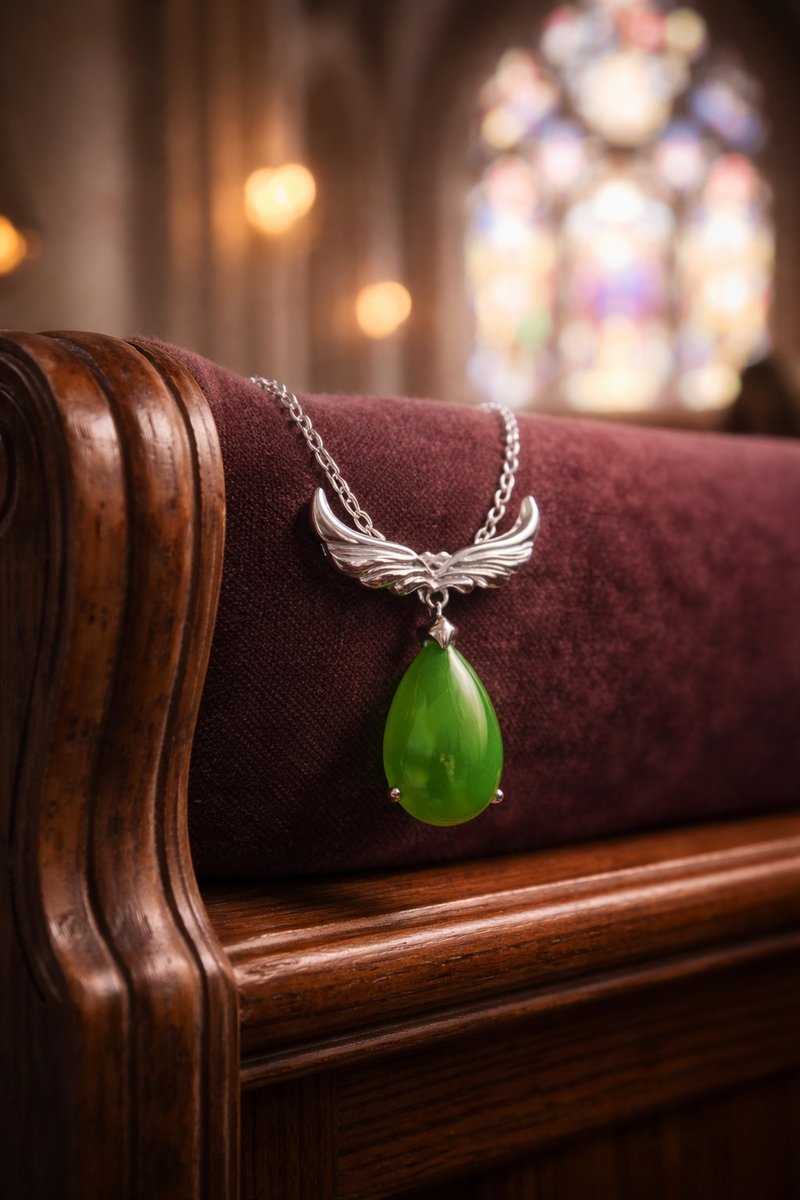 エンジェルウィングスジェイドペンダントナチュラルジャスパーAグッズ925スターリングシルバーバレンタインデーバースデーギフト - ネックレス - 翡翠 グリーン