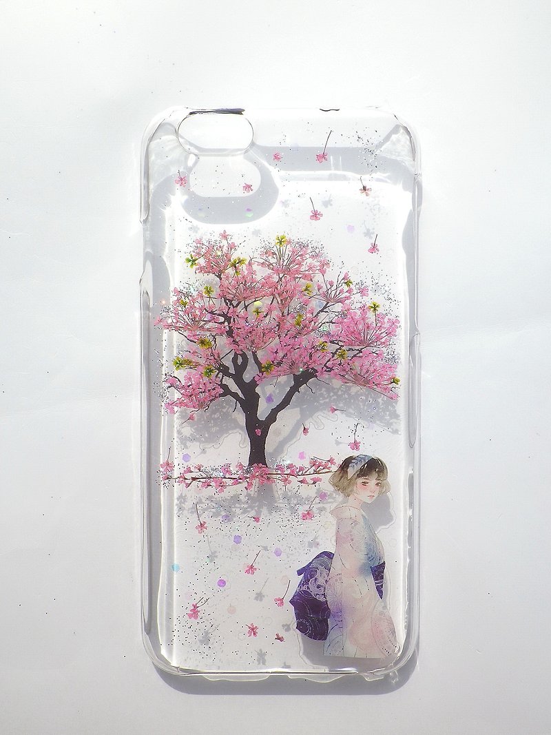 Pressed flower phone case, Handmade phone case, Cherry tree, Made to order - Phone Cases - Plastic Pink