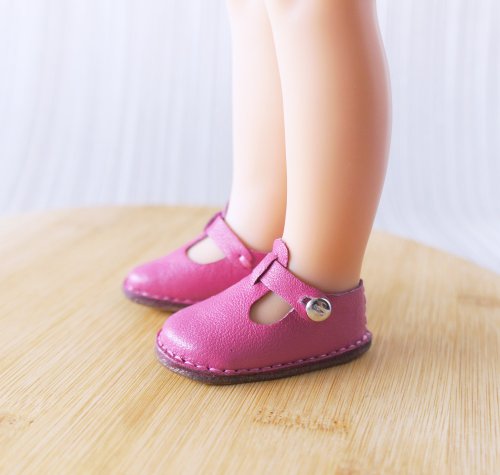 TataDollWardrobe Paola Reina genuine leather sandals, Dark pink shoes for doll, Dolls Accessorie