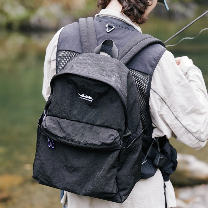 【hellolulu】日常之選 | 校園背包系列 | EVAN (苔黑色) - 後背包/背包/書包 - 聚酯纖維 黑色
