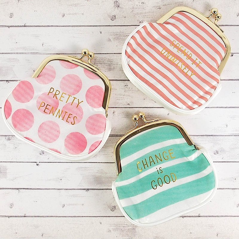 Pretty Witty kind words of wisdom overspend pink striped purse - Coin Purses - Other Metals Pink