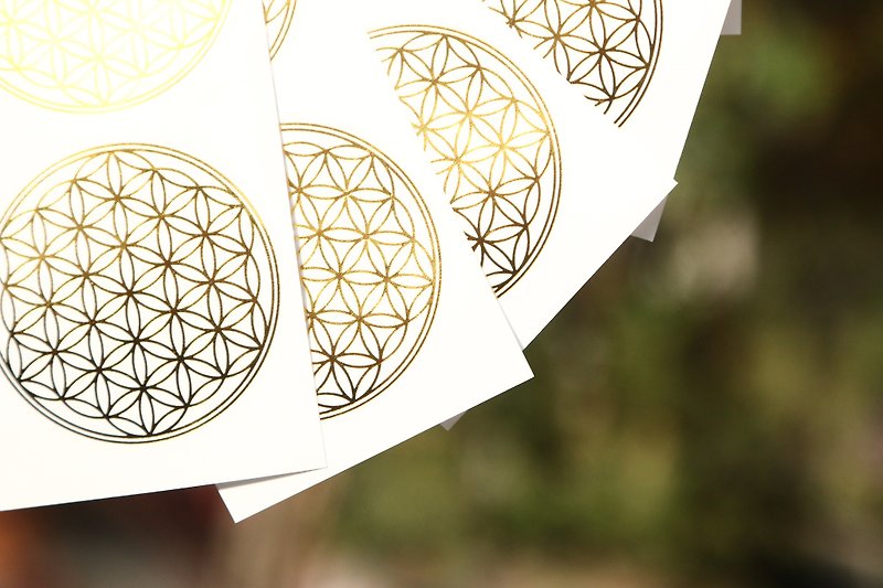 【Additional purchase】Flower of Life metal waterproof sticker - Stickers - Waterproof Material Gold