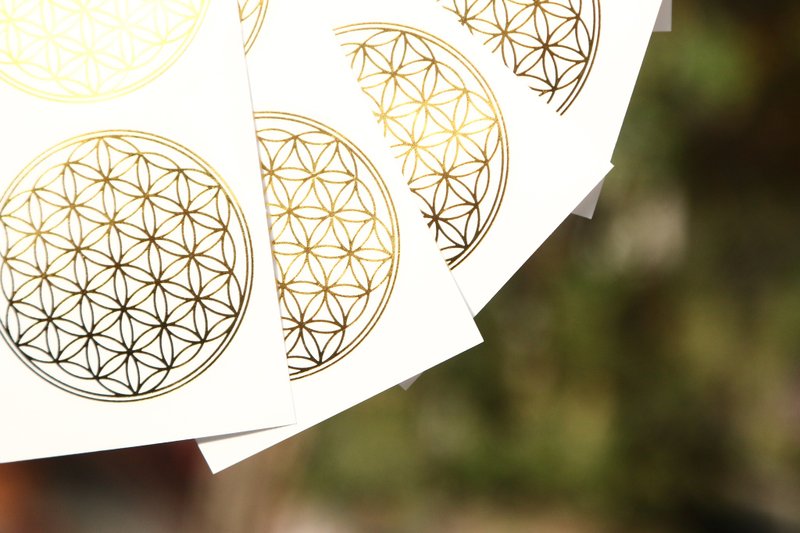 【Additional purchase】Flower of Life metal waterproof sticker - สติกเกอร์ - วัสดุกันนำ้ สีทอง