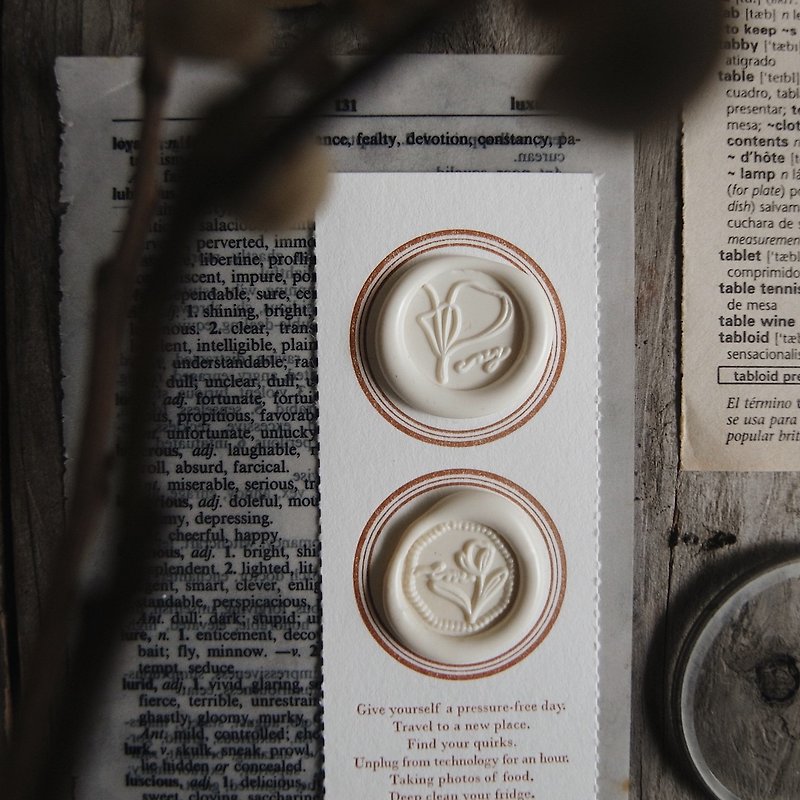 Tulips | Double-sided engraving mini wax seal stamp - ตราปั๊ม/สแตมป์/หมึก - ทองแดงทองเหลือง สีทอง