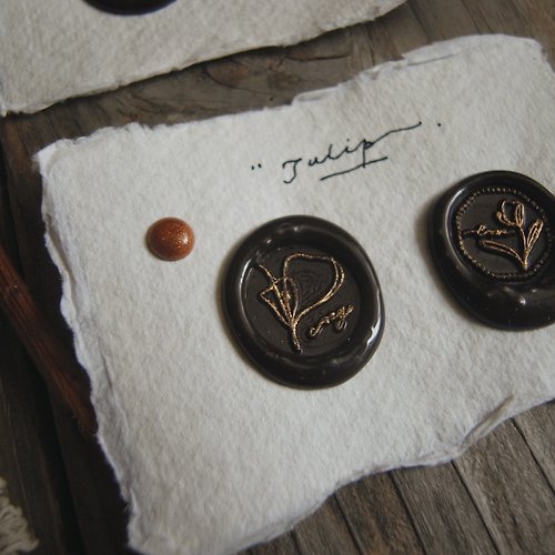 Tulips  Double-sided engraving mini wax seal stamp - Shop Mr. Eggplants  Stamps & Stamp Pads - Pinkoi