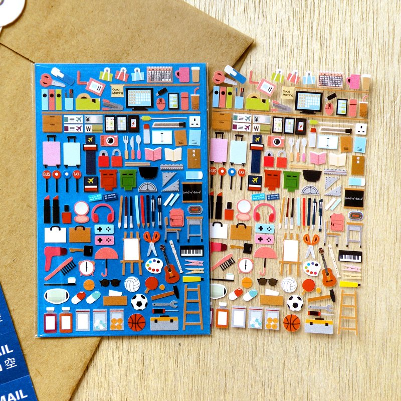 Living Stuffs Stickers (2 Pieces Set) - สติกเกอร์ - วัสดุกันนำ้ สีน้ำเงิน