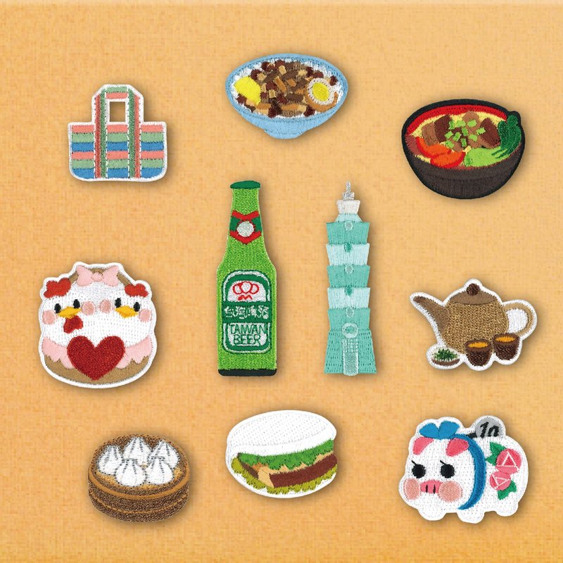 【Embroidery sticker】Taiwan B group|Taiwan|Beef noodle|Gua Bao|Braised Pork Rice - สติกเกอร์ - งานปัก 