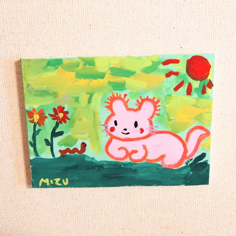 絵画　一点物　虫さんとお話中の動物 - 海報/掛畫/掛布 - 其他材質 