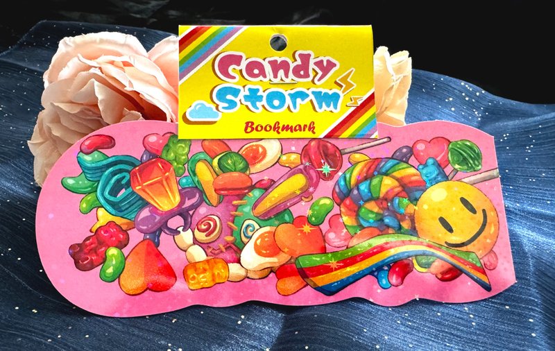 原創食物插畫系列書簽 - 糖果風暴 - 書籤 - 紙 紅色
