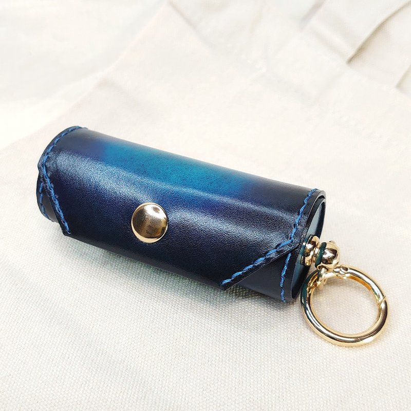 One-tube gold coin purse/hand-dyed gradient style/sea water blue - Coin Purses - Genuine Leather Blue