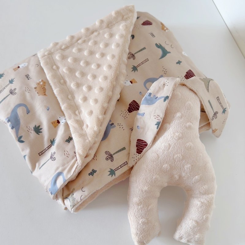 奶茶粉恐龍手工嬰兒樂豆毯樂豆安撫兔 彌月禮Baby Shower Gift - 彌月禮盒 - 棉．麻 