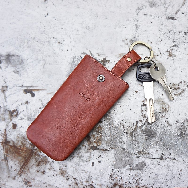 Cow leather key cover - Keychains - Genuine Leather Brown