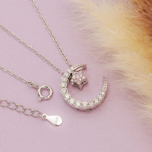 devarie デバリエ 誕生石 ネックレス レディース アクセサリー シルバー SV925 クリスタル 月 星 ラッピング付 10月誕生日プレゼント ピンクトルマリンカラー