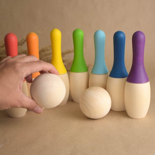 Mölkky 木製ボウリングセット 木製ボウリング スキットルズ セット ミニ木製ボウリング ゲーム