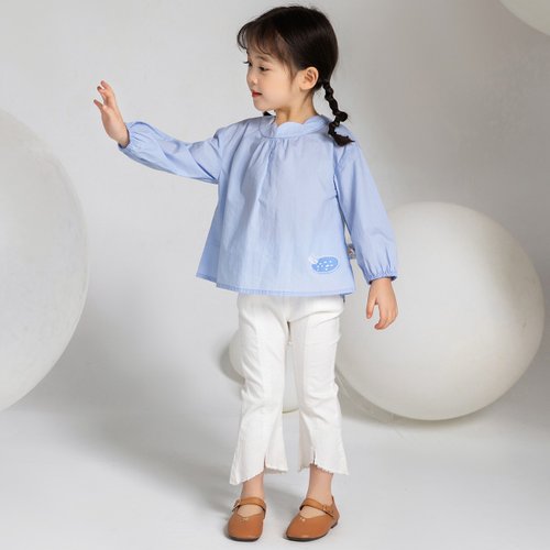 BIR自然棉麻品牌服飾 BIR童裝 | 簡約風娃娃衫 橘/藍/米白