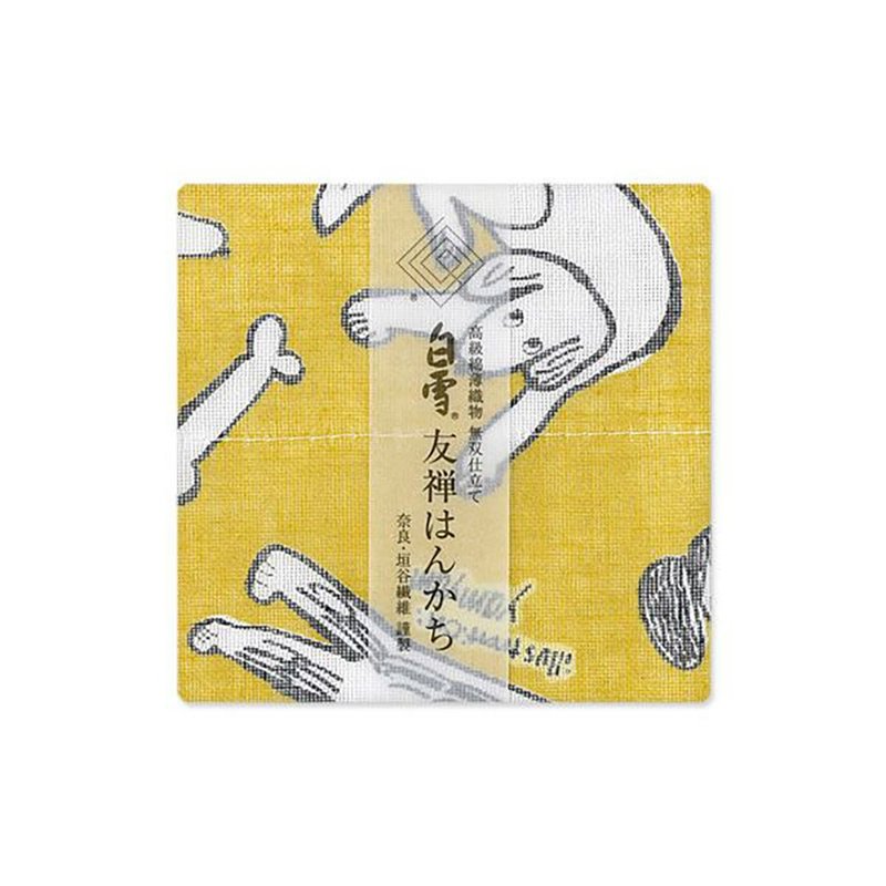 京友禪染手帕 / bow wow wow 黃色 - 手帕 - 棉．麻 黃色