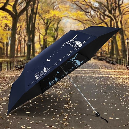 TDN 雙龍刺蝟超細黑膠蛋捲傘三折傘抗UV鉛筆傘晴雨傘兒童傘(海軍藍)