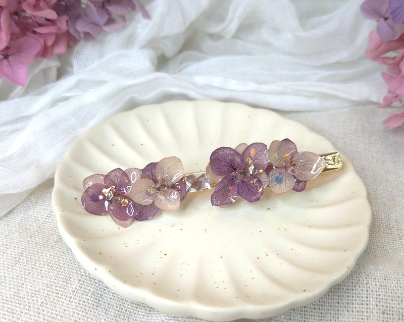 深深薰衣草繡球永生花長壓夾 - 髮夾/髮圈 - 植物．花 紫色