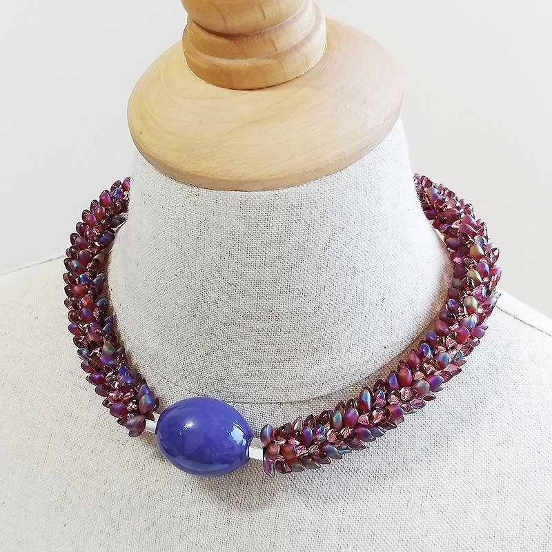 Wish You Joy Collar Necklace / Statement Necklace for Party or Anniversary - Chokers - Other Materials Purple