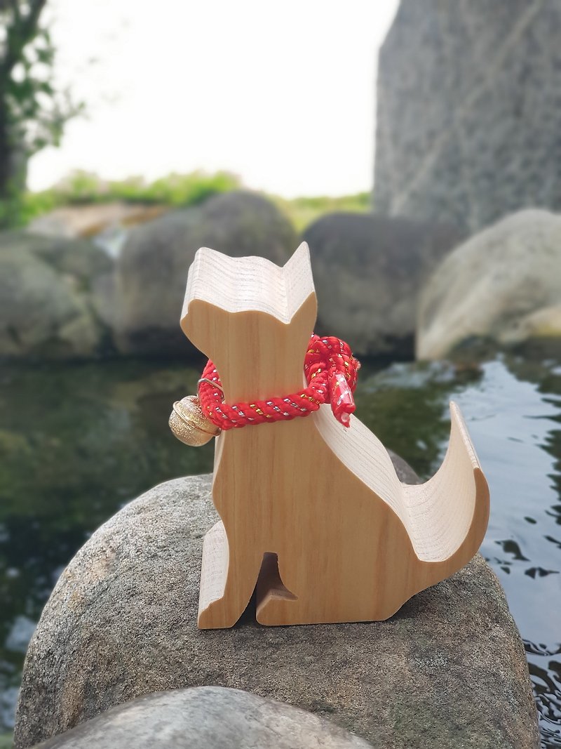 【BESTAR】台湾犬携帯ホルダー - 置物 - 木製 イエロー