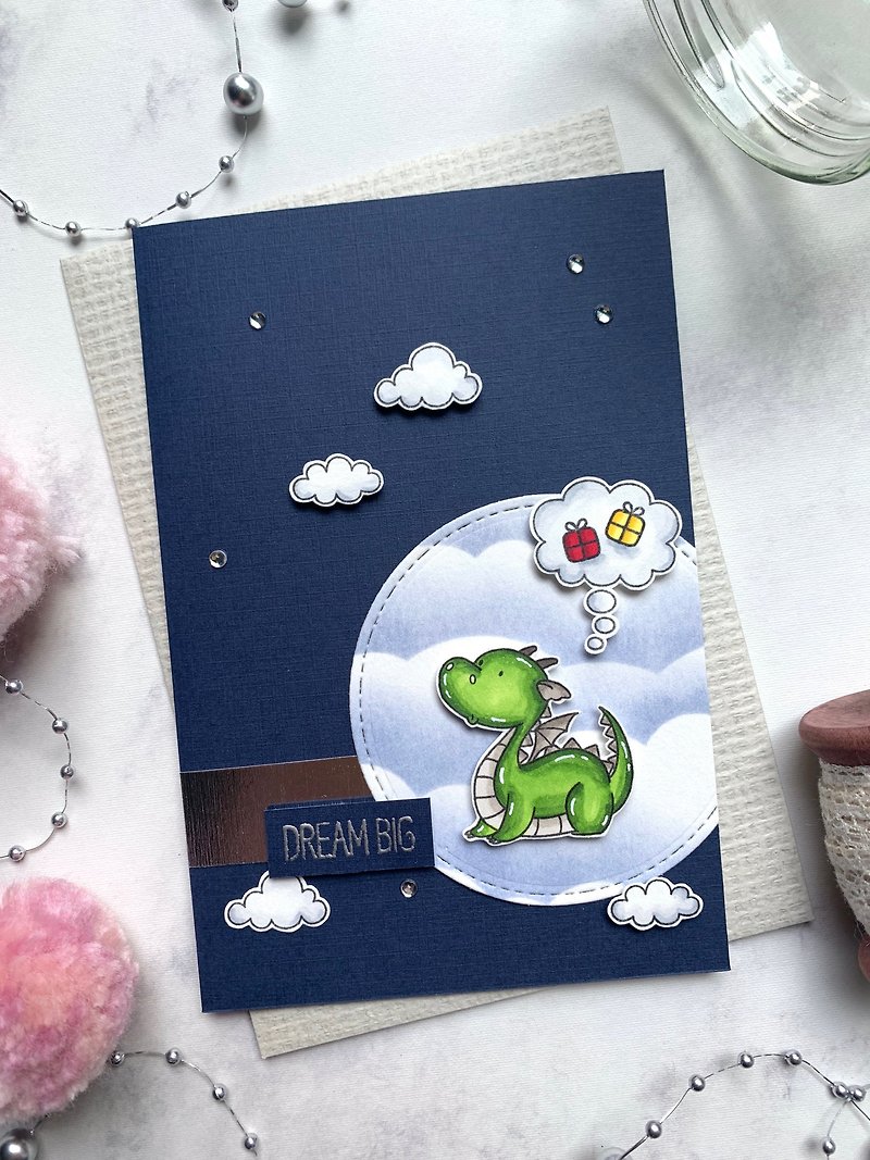 DREAM BIG Dinosaur_Handmade Cards/Blessing Cards/Heart Cards/Universal Cards
