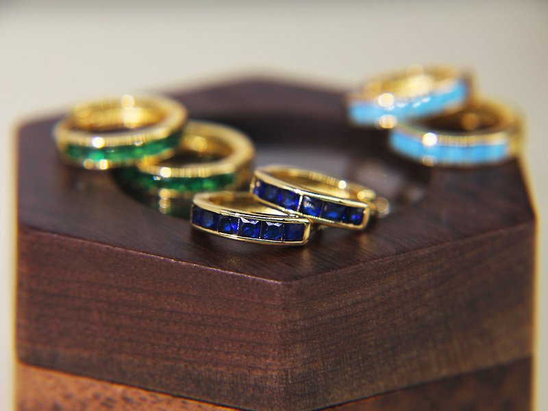 Gemstone Huggie Earrings | Gemstone Hoop Earring | Gold Gemstone Earrings | - Earrings & Clip-ons - Other Metals 