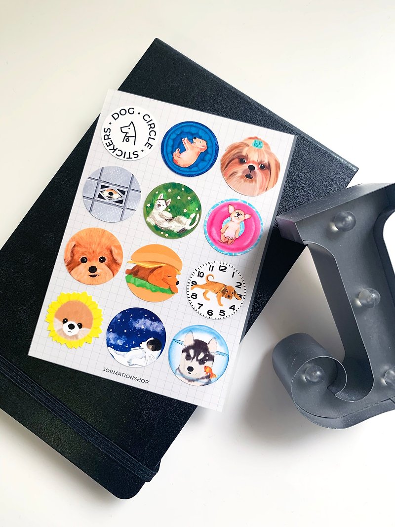 Dog Circle: Sticker Sheet - Stickers - Waterproof Material 
