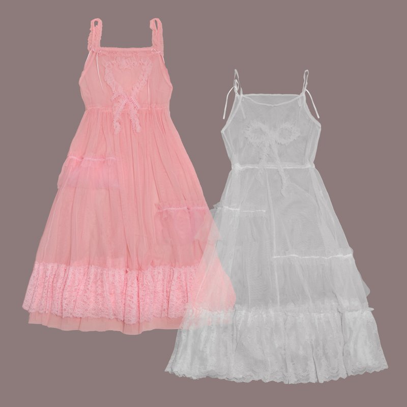 Angelic Pretty Outer Dress and Chiffon Cake Skirt Set - กระโปรง - ดินเหนียว สึชมพู