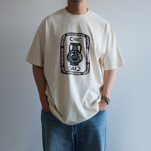 wagdog garment dye short sleeve t-shirt / écru / unisex / CIAO