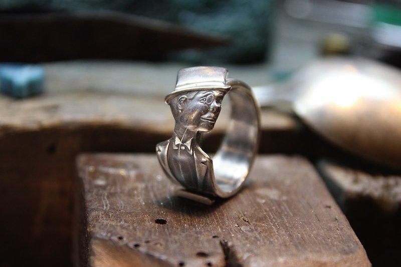 [METALIZE] Old 1930's CHARLIE McCARTHY spoon ring - General Rings - Other Metals 
