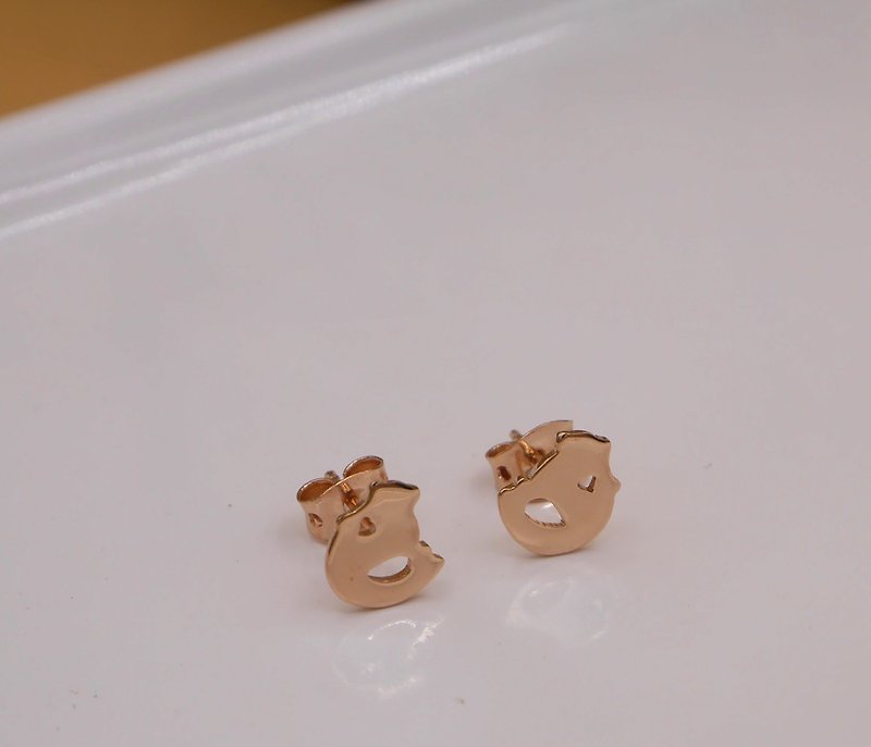 Handmade Little baby chicken earring - 耳環/耳夾 - 貴金屬 粉紅色
