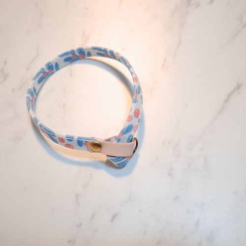 Michu Pet Collars #美珠手作 貓 項圈 可愛葉子 藍色 可加購吊牌 附鈴鐺