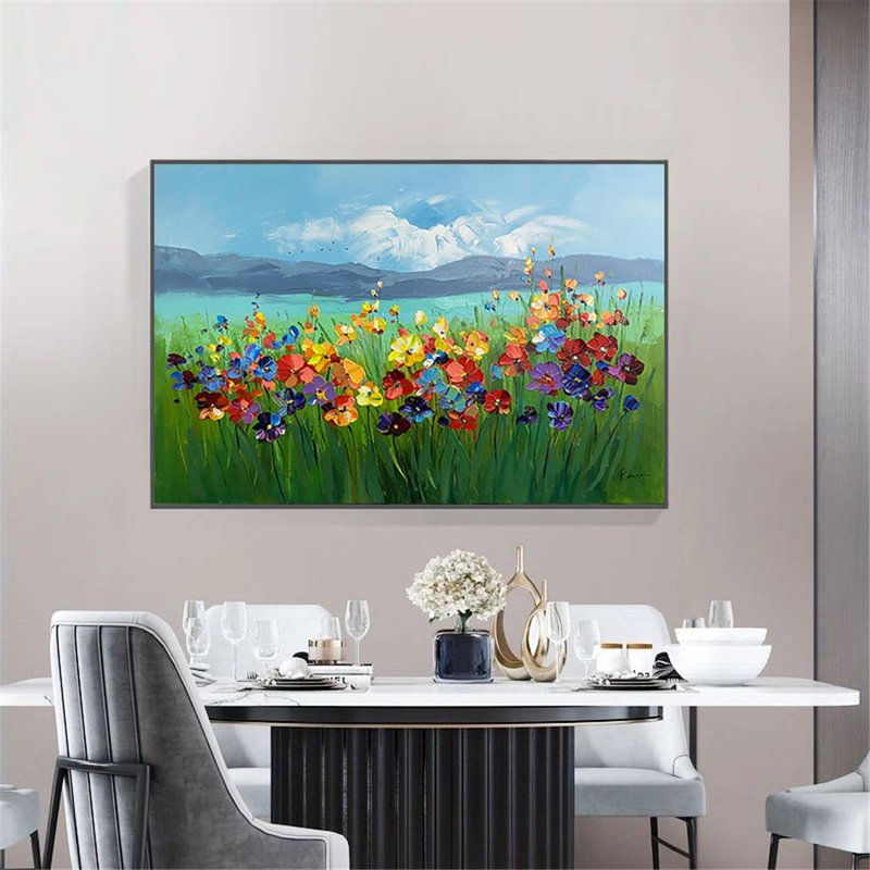 花海/手繪油畫/抽象/原創商品/裝飾畫/掛畫/客廳/走廊/沙發背景畫 - 海報/掛畫/掛布 - 亞麻 多色