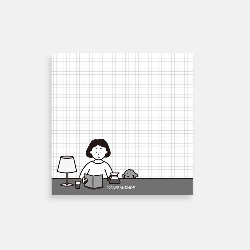 Memo pad | coffee in the daytime (grid) - กระดาษโน้ต - กระดาษ ขาว