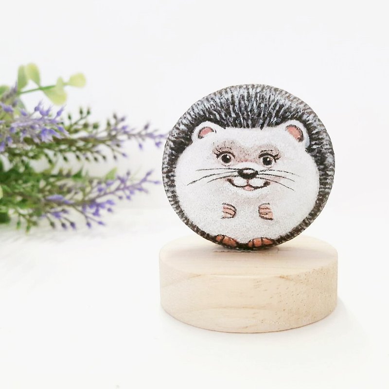 Hedgehog Stone Painting,Little Art for Gifts. - Stuffed Dolls & Figurines - Stone White
