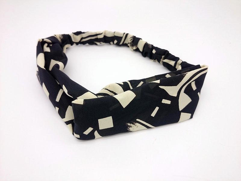 Black and beige elastic band cross hairband hairband*SK* - Headbands - Polyester 