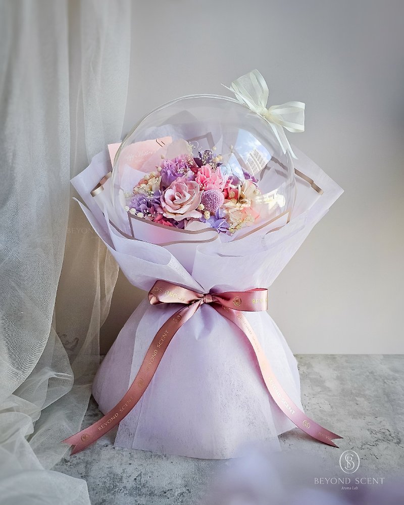 Xinyi bobo ball eternal flower bouquet - Dried Flowers & Bouquets - Plants & Flowers Pink